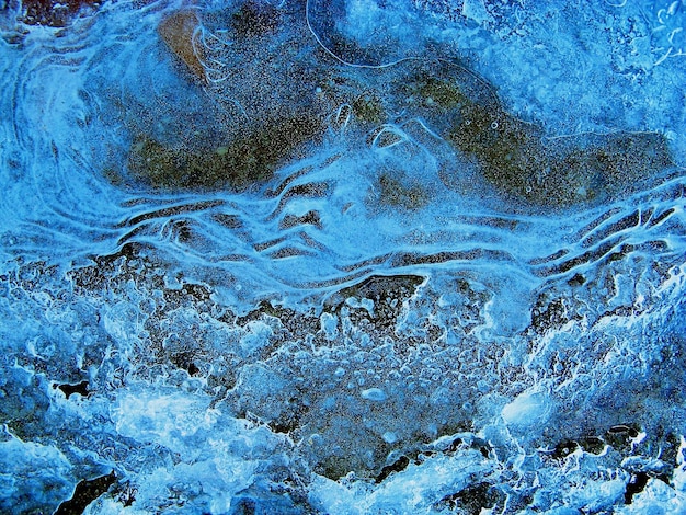 Hooghoekbeeld van bevroren water