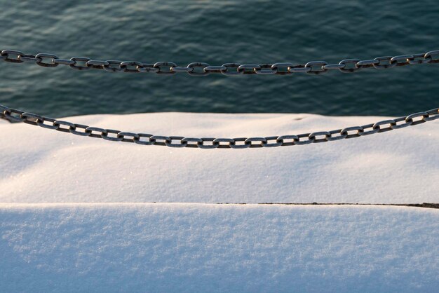 Foto hooghoekbeeld van de ketting op het water