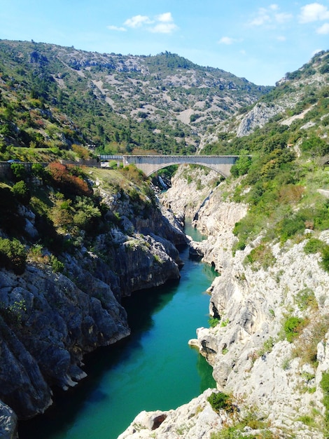 Foto hooghoekbeeld van de rivier