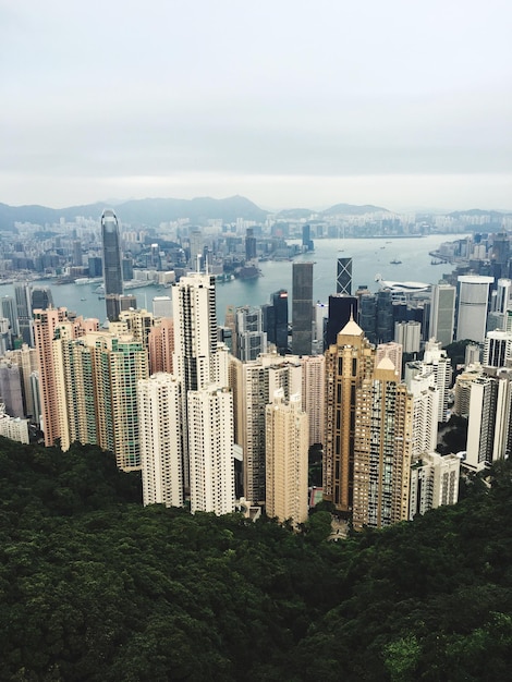 Hooghoekbeeld van de stad Hong Kong