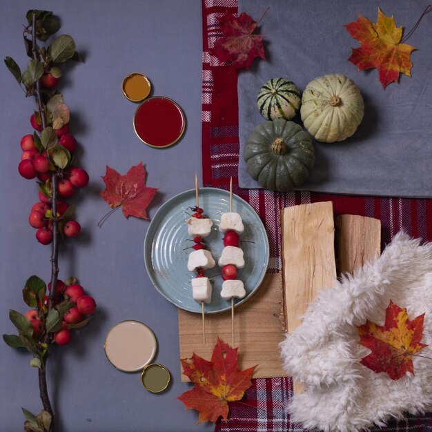 Foto hooghoekbeeld van fruit op tafel