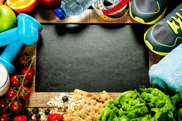 Foto hooghoekbeeld van fruit op tafel