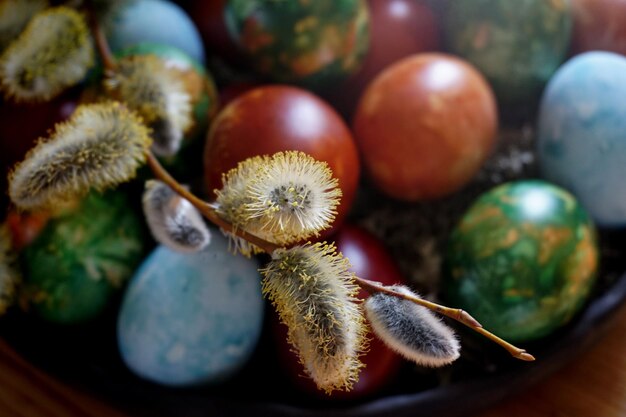 Foto hooghoekbeeld van fruit op tafel