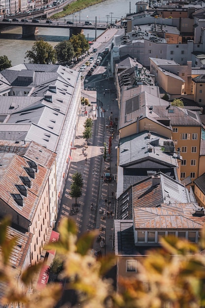 Hooghoekbeeld van gebouwen in de stad