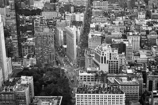 Hooghoekbeeld van gebouwen in Manhattan