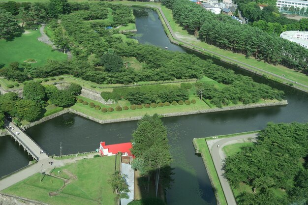 Hooghoekbeeld van groen landschap