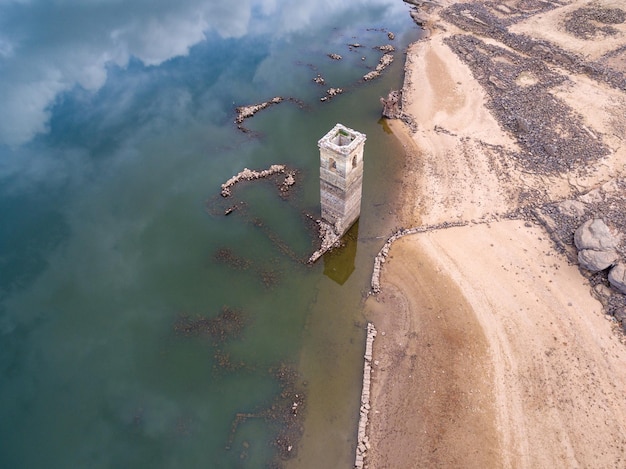 Foto hooghoekbeeld van het strand