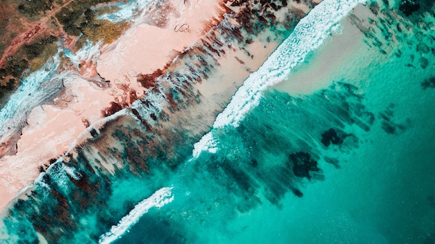 Hooghoekbeeld van het strand