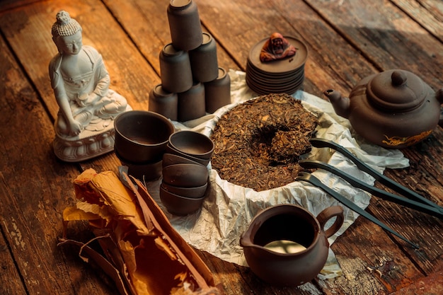 Foto hooghoekbeeld van koffie op tafel