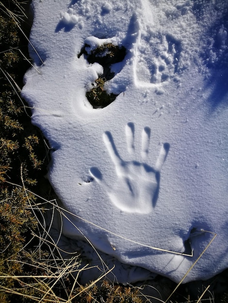 Foto hooghoekbeeld van sneeuw op het veld