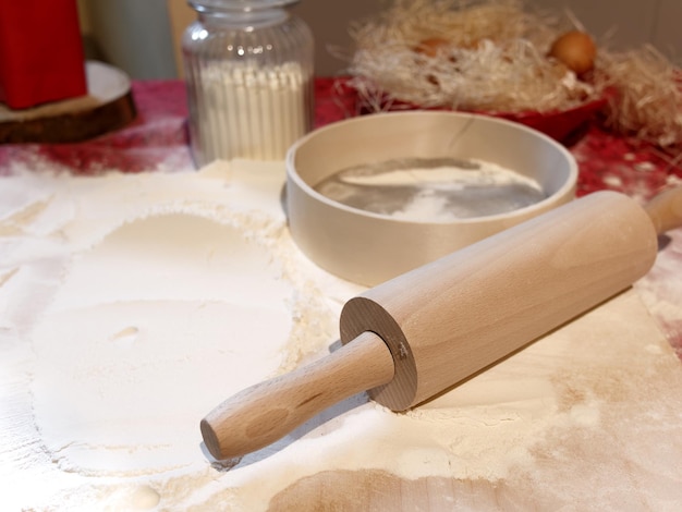 Hooghoekbeeld van voedsel op tafel