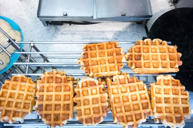 Foto hooghoekbeeld van wafels