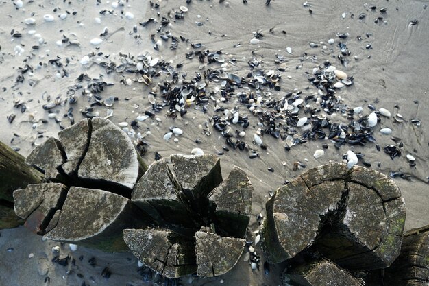 Foto hooghoekbeeld van water op rotsen