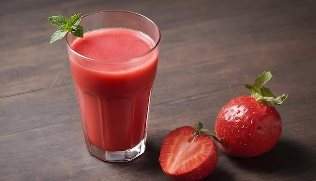 Hooghoekige aardbeien smoothies in glas