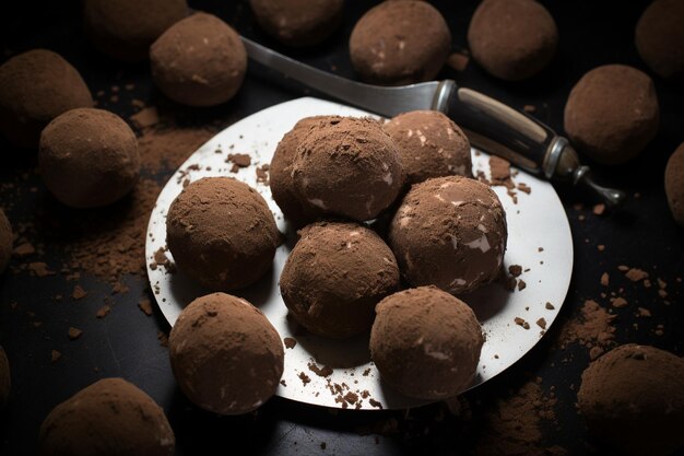 Hooghoekige truffels en mes