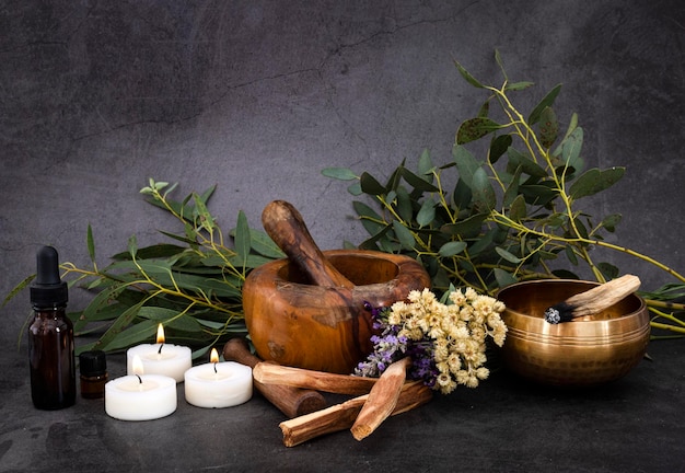 Foto hooghoekweergave van potplanten op tafel