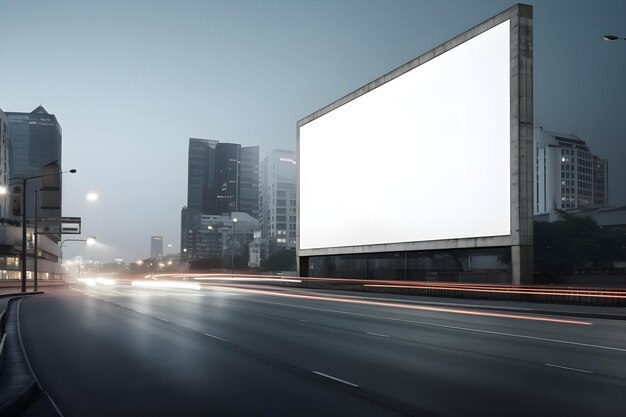 Hoogwaardig beeldbord in moderne futuristische stad Een perfect leeg canvas voor reclame