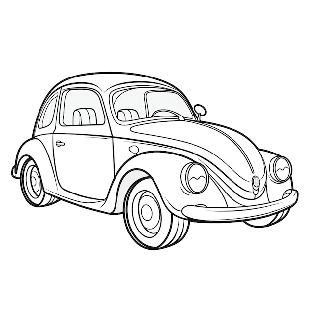 Foto hoogwaardige cartoon car coloring page voor kinderen om te schilderen