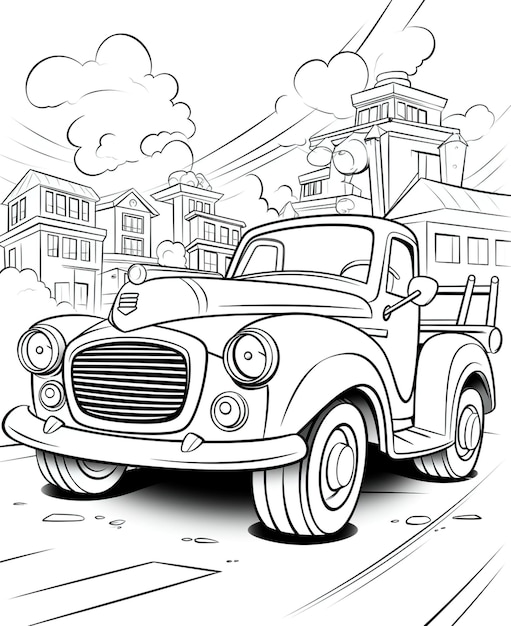 Hoogwaardige Cartoon Car Coloring Page voor Kinderen om te schilderen