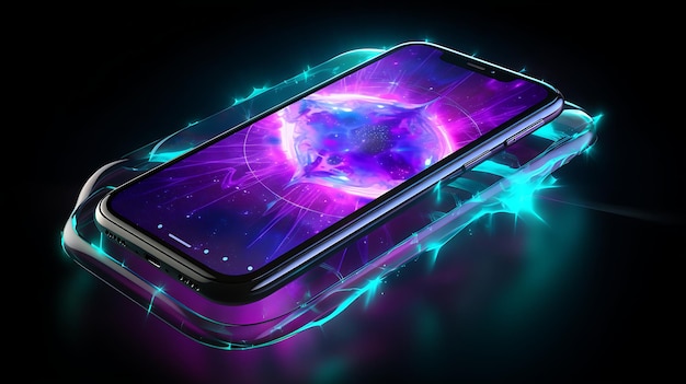 Hoogwaardige smartphone met neonlicht demonstreert nieuwe technologie voor Ai Genative