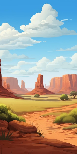 Hoogwaardige Wild West landschap illustratie