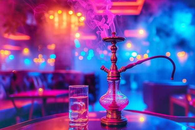 Hookah on the bar counter in the night club