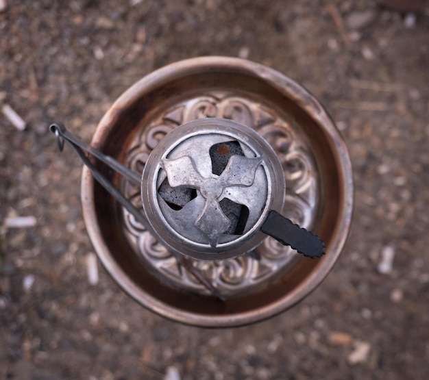 Hookah in the open air. Close-up