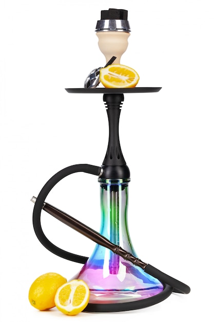 Hookah with fruits isolated on white