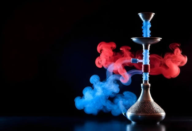 Hookah with smoke against a dark background