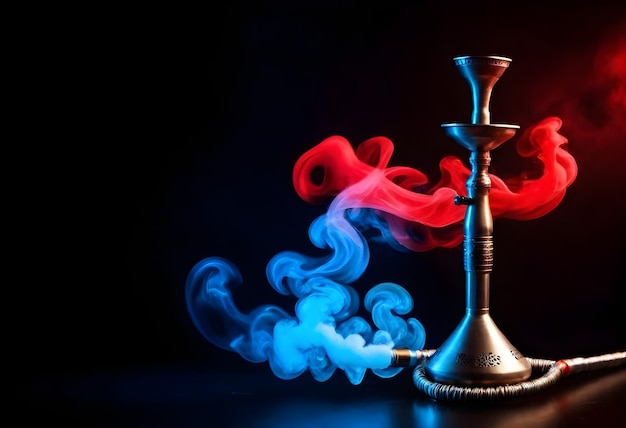 Hookah with smoke against a dark background