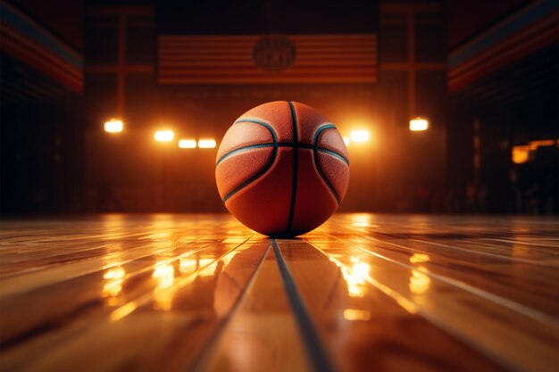 Hoops intensiteit Basketbaltoernooi op een gestructureerde houten achtergrond