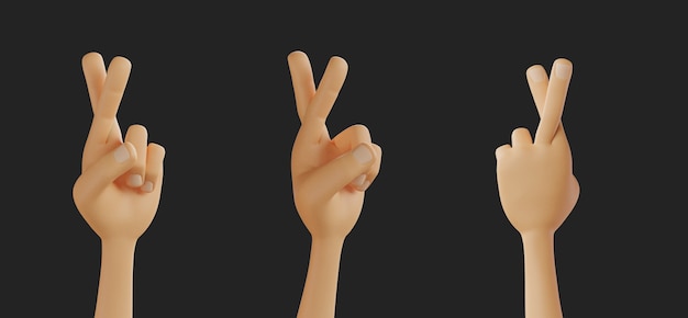 Hoopvol verlangen gekruiste vingers handgebaren geïsoleerd 3D illustratie Render