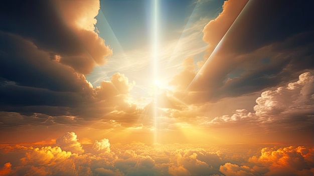 Hope for the Best A Heavenly Cloudscape of Sunbeams in Sunrise or Sundown Sky Perfect for Good