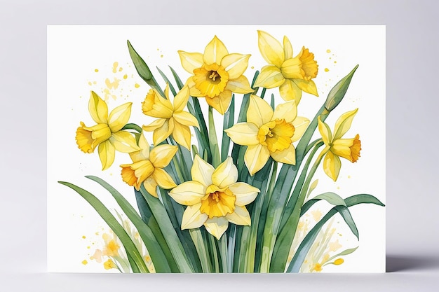 Hope and Renewal Watercolor Daffodils Greeting Card Design