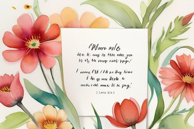 희망 과 신 수채화 파피 꽃 인사 카드 디자인