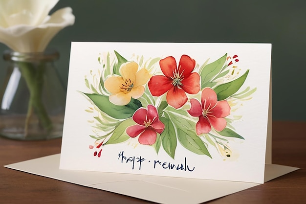 Photo hope and renewal watercolor pappy flowers greeting card design