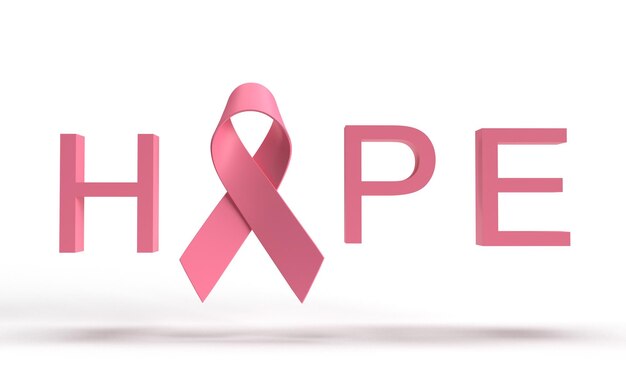 Hope text font ribbon bow pink color symbol decoration ornament breast cancer awareness woman female