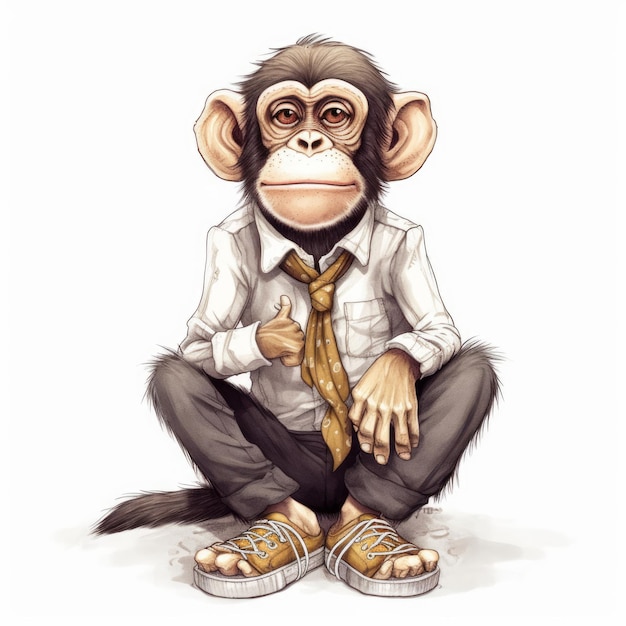 Hopeful Monkey Wearing Oxfords A Cartoon Illustration