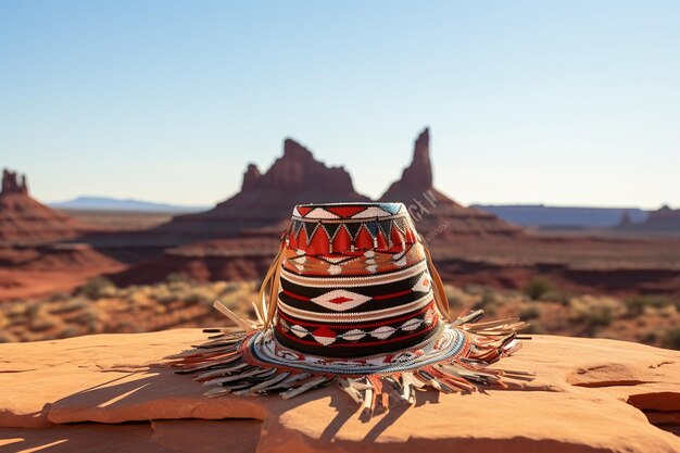 Foto hopi kachina hoed mockup in de geschilderde woestijn