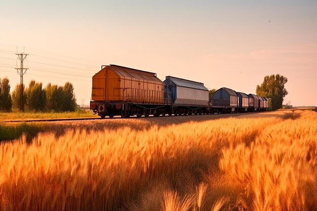 Hopper grain wagon close up grain deal concept transportation generative ai