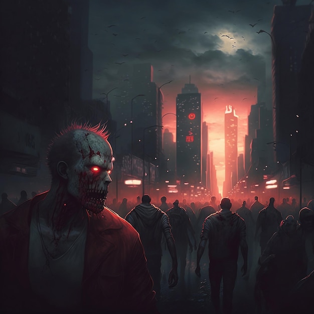 A horde of zombies invading New York City