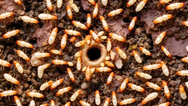 Hordes of termites building their nest