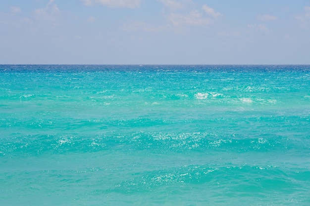 澄んだ水を背景にカリブ海の地平線