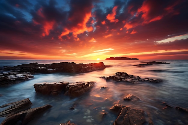 Photo horizon of hope by the sea beach land scape photo