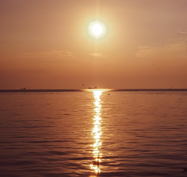 horizon scenics Calm sea water ocean sunset sky