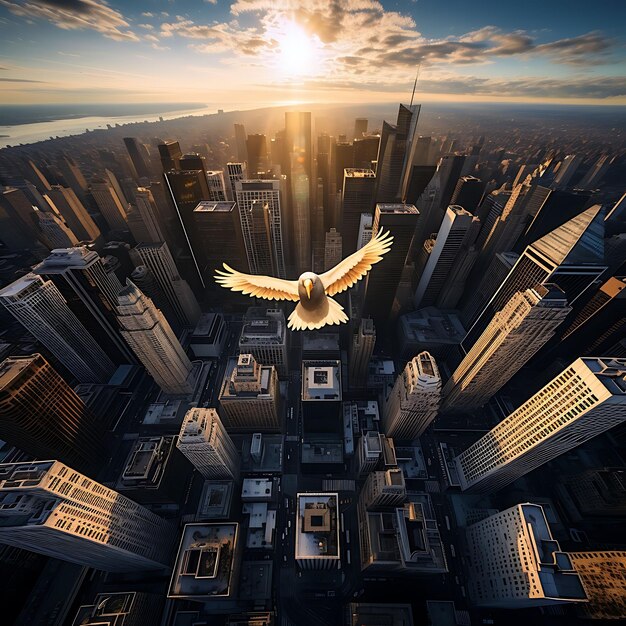 上空からの地平線 カラフルな風景の航空写真