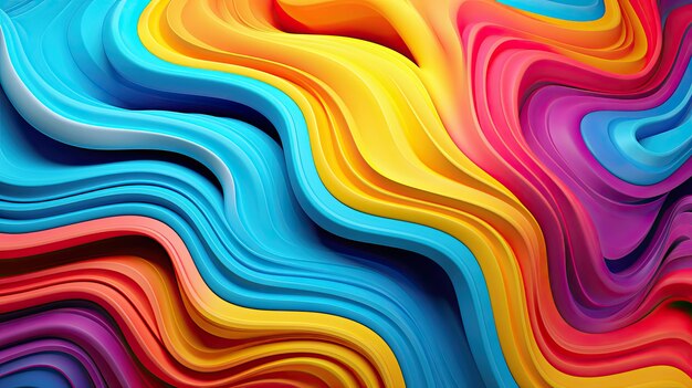 Horizontal 3d background modern background of bright multicolored waves and lines