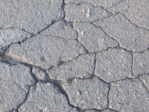 Photo horizontal asphalt background with cracks