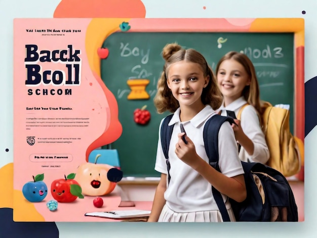 Horizontal banner for back to school Template banner design