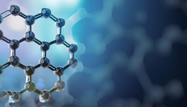 Horizontal banner Background with molecular structure Ai generated